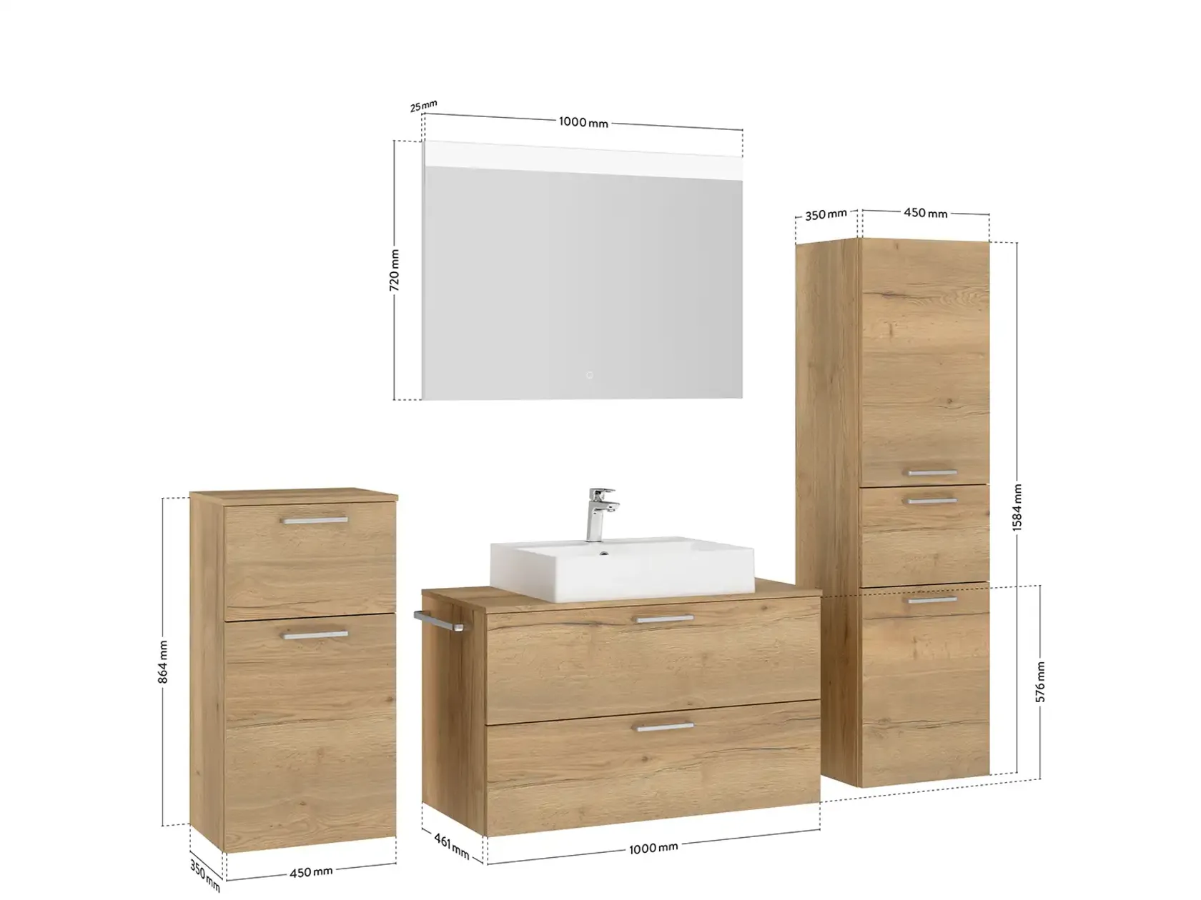 Keo Servantskap med overflatespeil og tilleggs-møbler 4