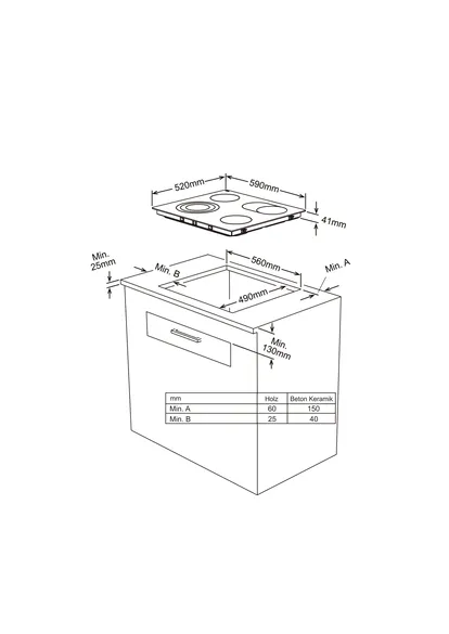 Keo LAURUS keramisk glass platetopp LCF600ZKB, koblet til komfyr LCF600ZKB 1
